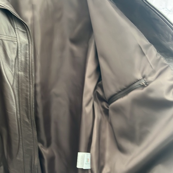 Italian Brown Leather Zip Up Jacket‎ Made by  CURGÈ Men size 2XL or EU 64 NWT #8 - Picture 7 of 8